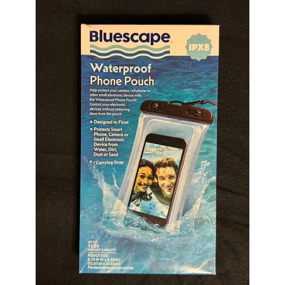 Bluescape Universal Waterproof Phone Pouch,  Black & Clear New in Box